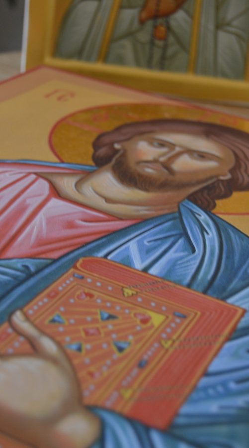 Detalle icono Cristo Pantocrator.